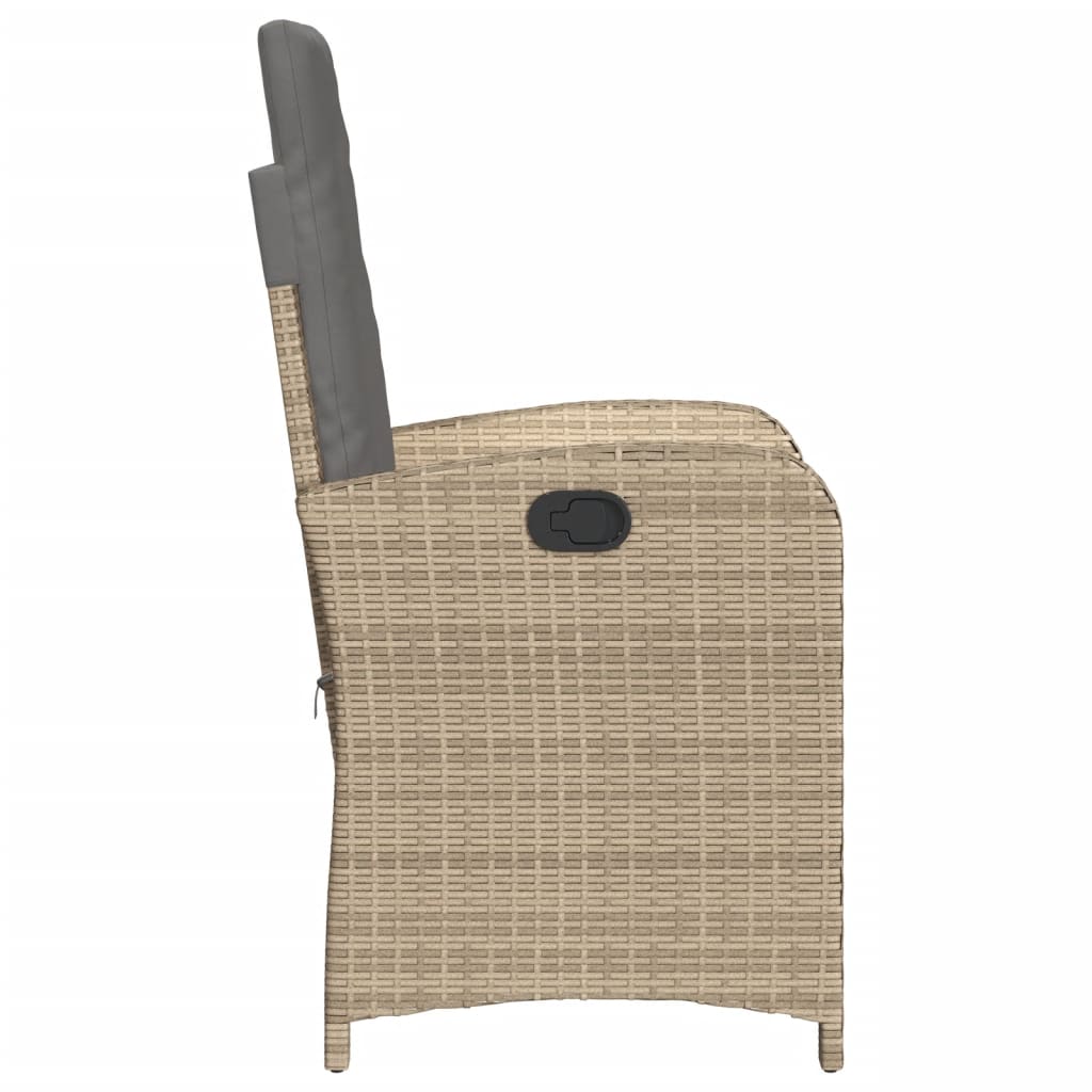 3-tlg. Bistro-Set mit Kissen Beigemischung Poly Rattan