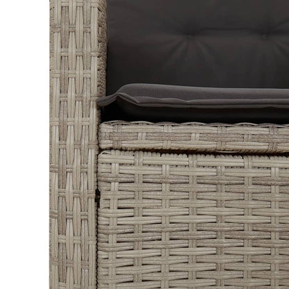 3-tlg. Bistro-Set mit Kissen Hellgrau Poly Rattan