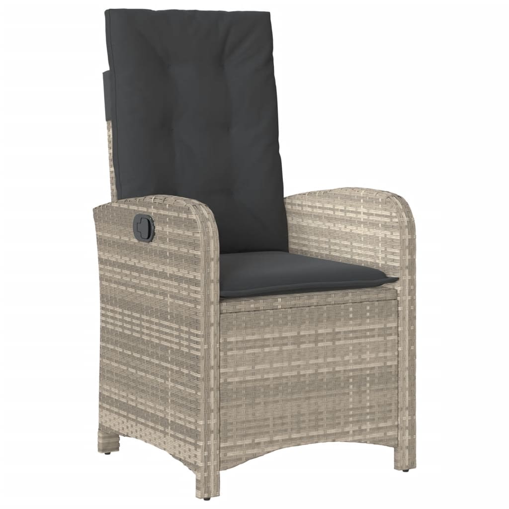 3-tlg. Bistro-Set mit Kissen Hellgrau Poly Rattan