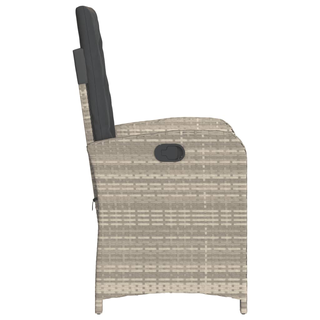 3-tlg. Bistro-Set mit Kissen Hellgrau Poly Rattan