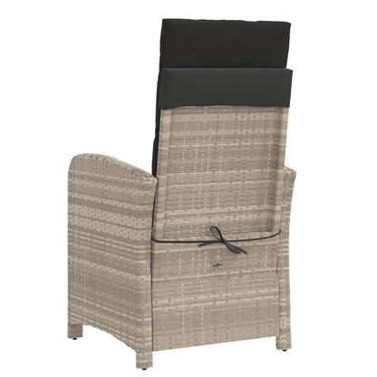 3-tlg. Bistro-Set mit Kissen Hellgrau Poly Rattan