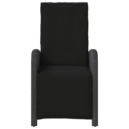 Gartensessel mit Fußteil 2 Stk. Verstellbar Schwarz Poly Rattan