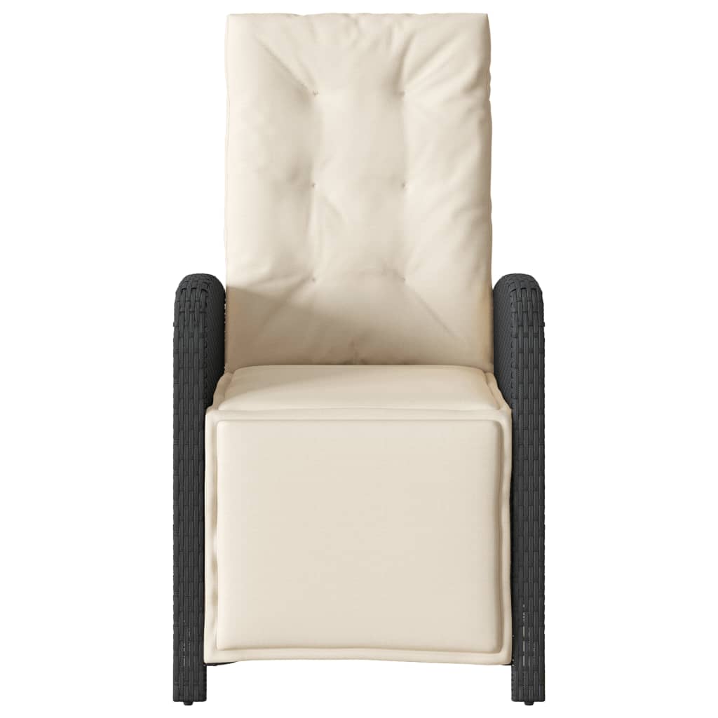 3-tlg. Bistro-Set mit Kissen Schwarz Poly Rattan