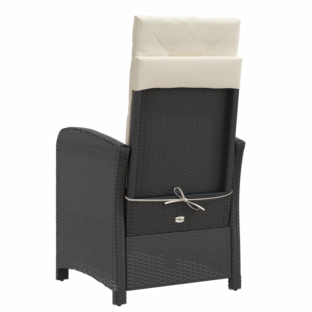 3-tlg. Bistro-Set mit Kissen Schwarz Poly Rattan
