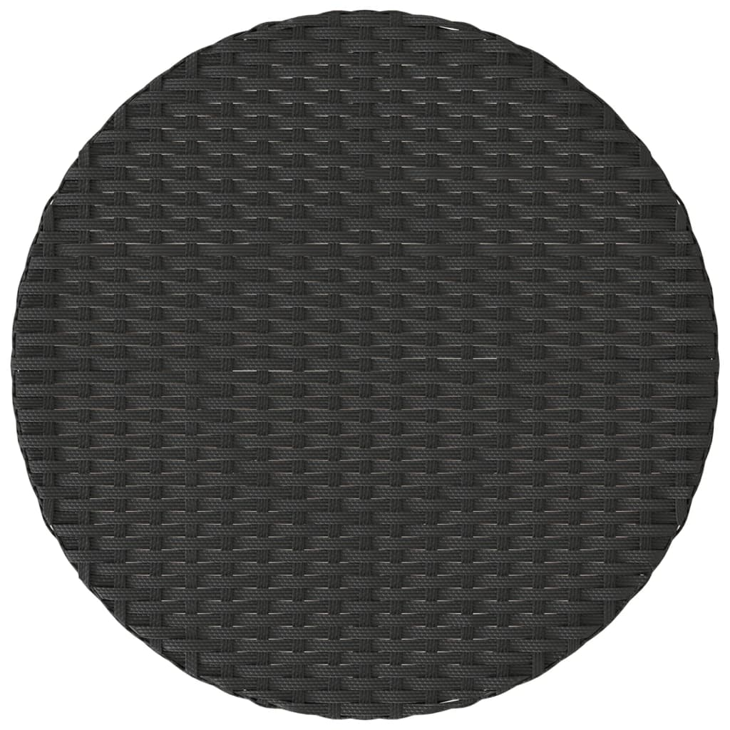 3-tlg. Bistro-Set mit Kissen Schwarz Poly Rattan
