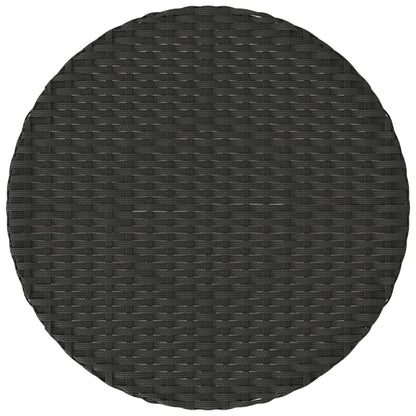 3-tlg. Bistro-Set mit Kissen Schwarz Poly Rattan