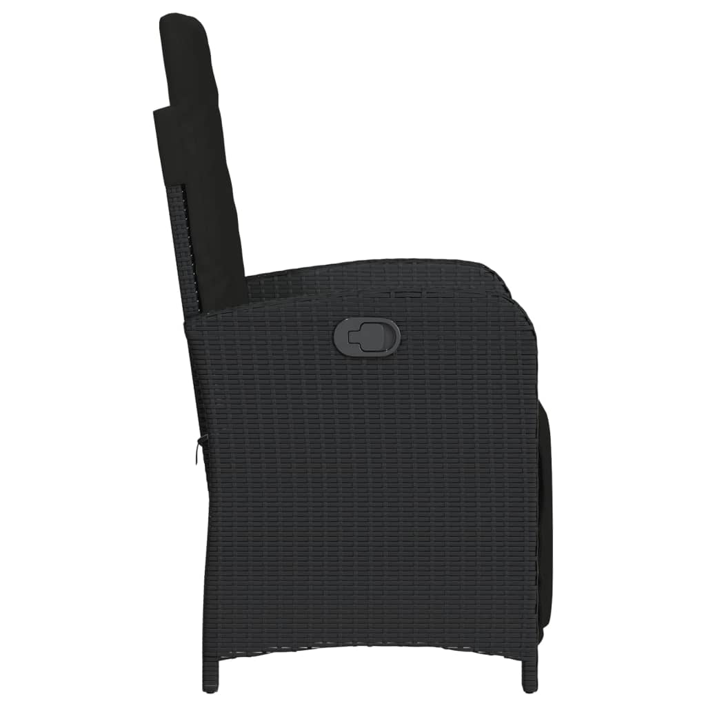 3-tlg. Bistro-Set mit Kissen Schwarz Poly Rattan