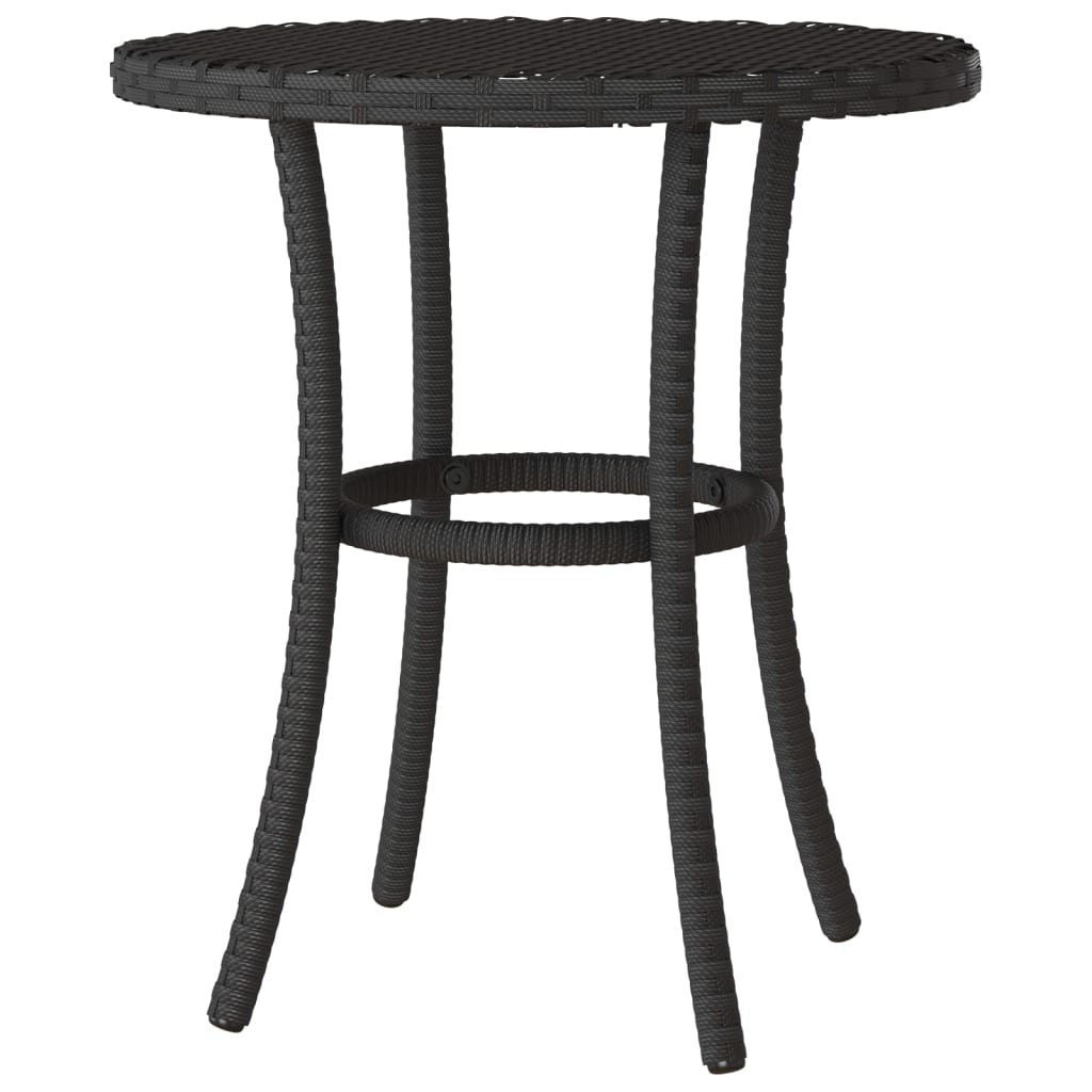 3-tlg. Bistro-Set mit Kissen Schwarz Poly Rattan