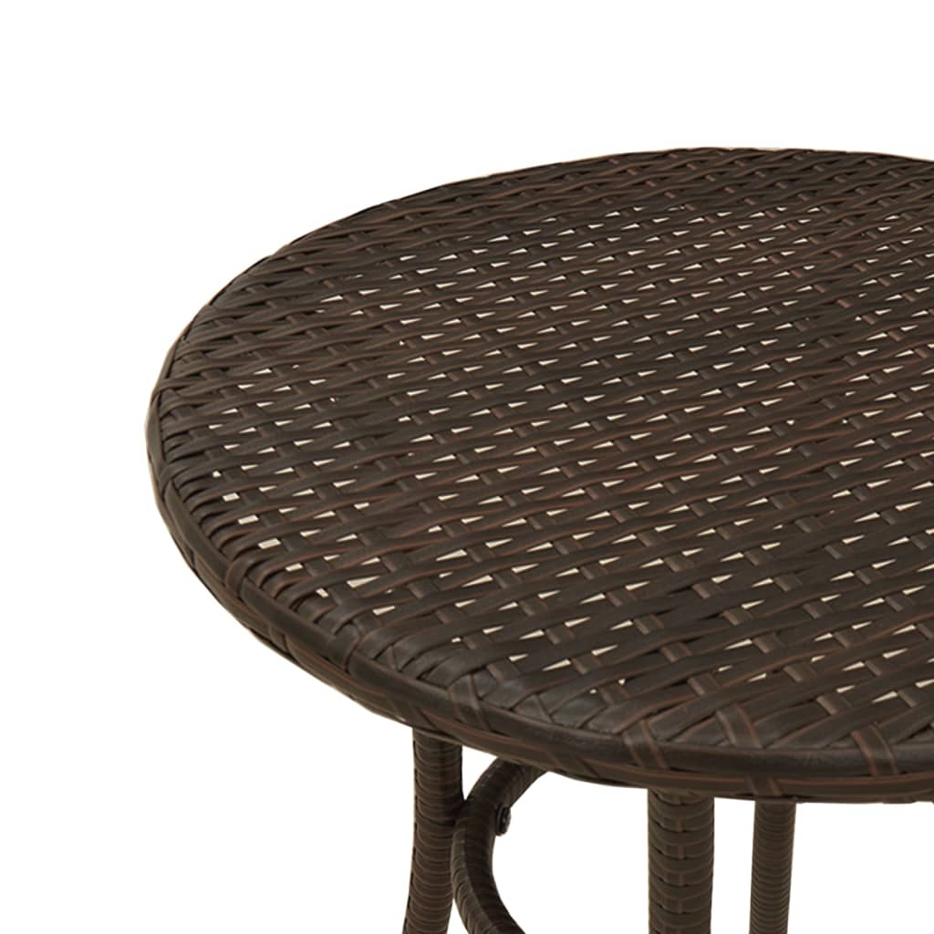 3-tlg. Bistro-Set mit Kissen Braun Poly Rattan
