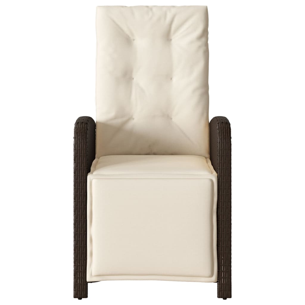 3-tlg. Bistro-Set mit Kissen Braun Poly Rattan