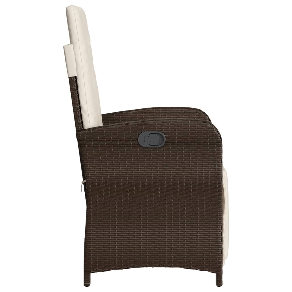 3-tlg. Bistro-Set mit Kissen Braun Poly Rattan