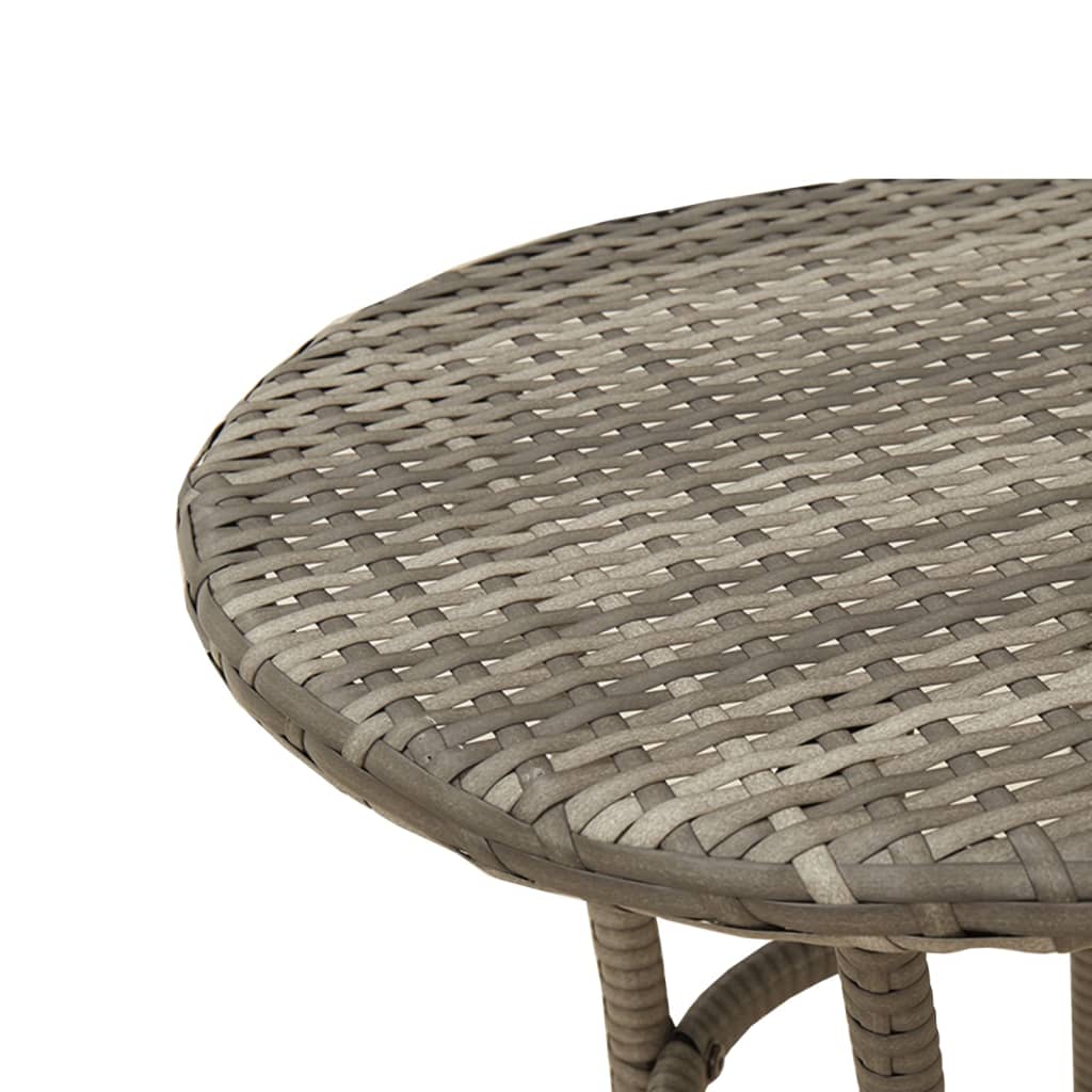 3-tlg. Bistro-Set mit Kissen Grau Poly Rattan