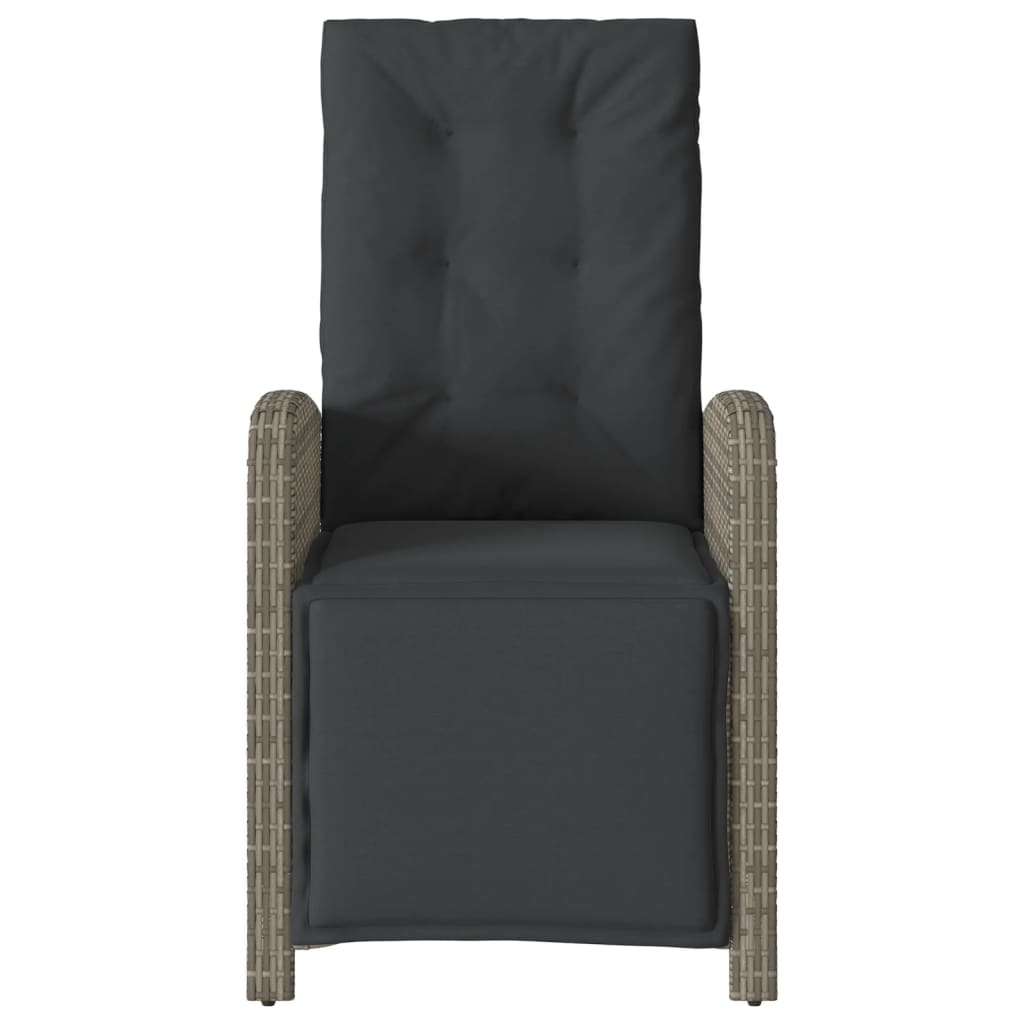 3-tlg. Bistro-Set mit Kissen Grau Poly Rattan