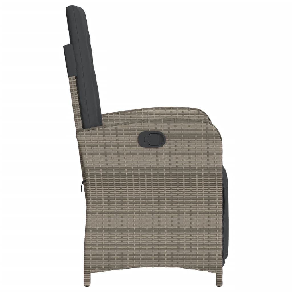3-tlg. Bistro-Set mit Kissen Grau Poly Rattan