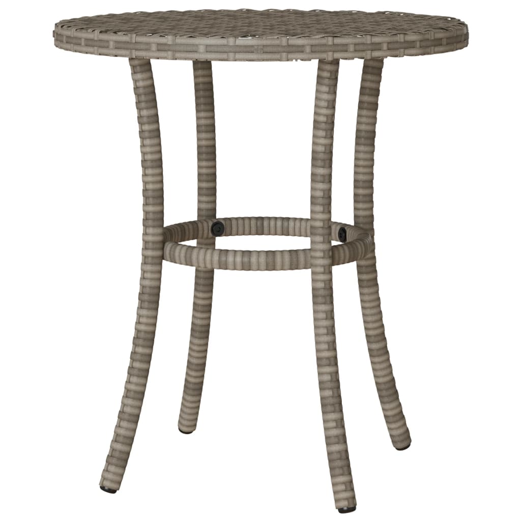 3-tlg. Bistro-Set mit Kissen Grau Poly Rattan