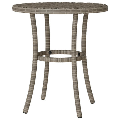 3-tlg. Bistro-Set mit Kissen Grau Poly Rattan