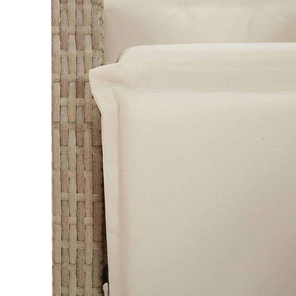 3-tlg. Bistro-Set mit Kissen Beige Poly Rattan