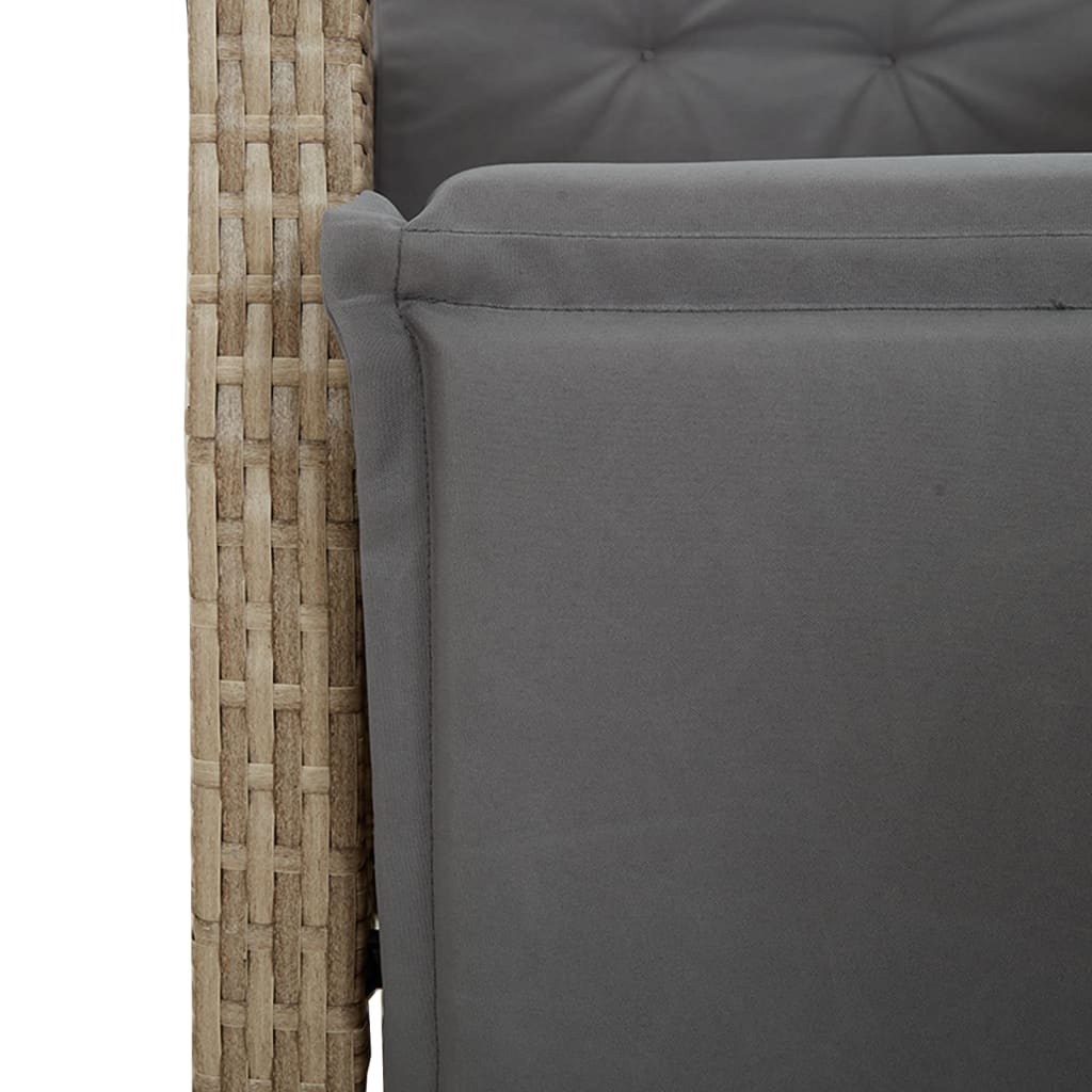 3-tlg. Bistro-Set mit Kissen Beigemischung Poly Rattan