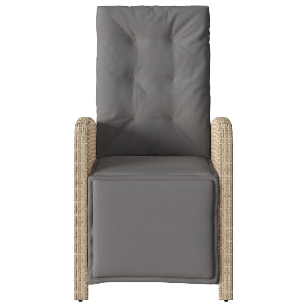 3-tlg. Bistro-Set mit Kissen Beigemischung Poly Rattan