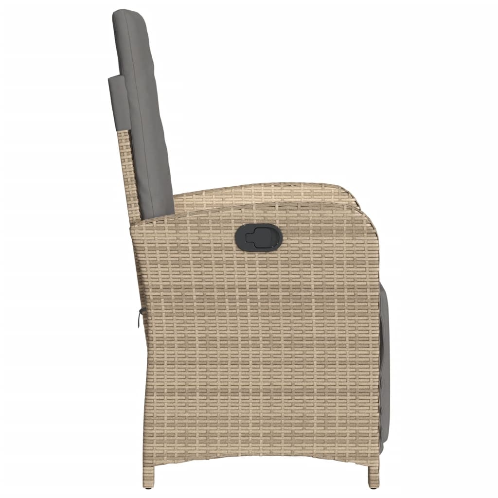 3-tlg. Bistro-Set mit Kissen Beigemischung Poly Rattan