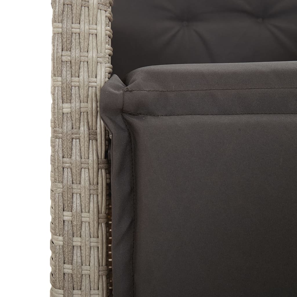 3-tlg. Bistro-Set mit Kissen Hellgrau Poly Rattan