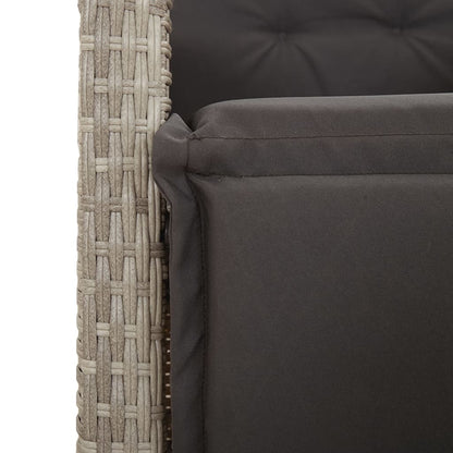 3-tlg. Bistro-Set mit Kissen Hellgrau Poly Rattan