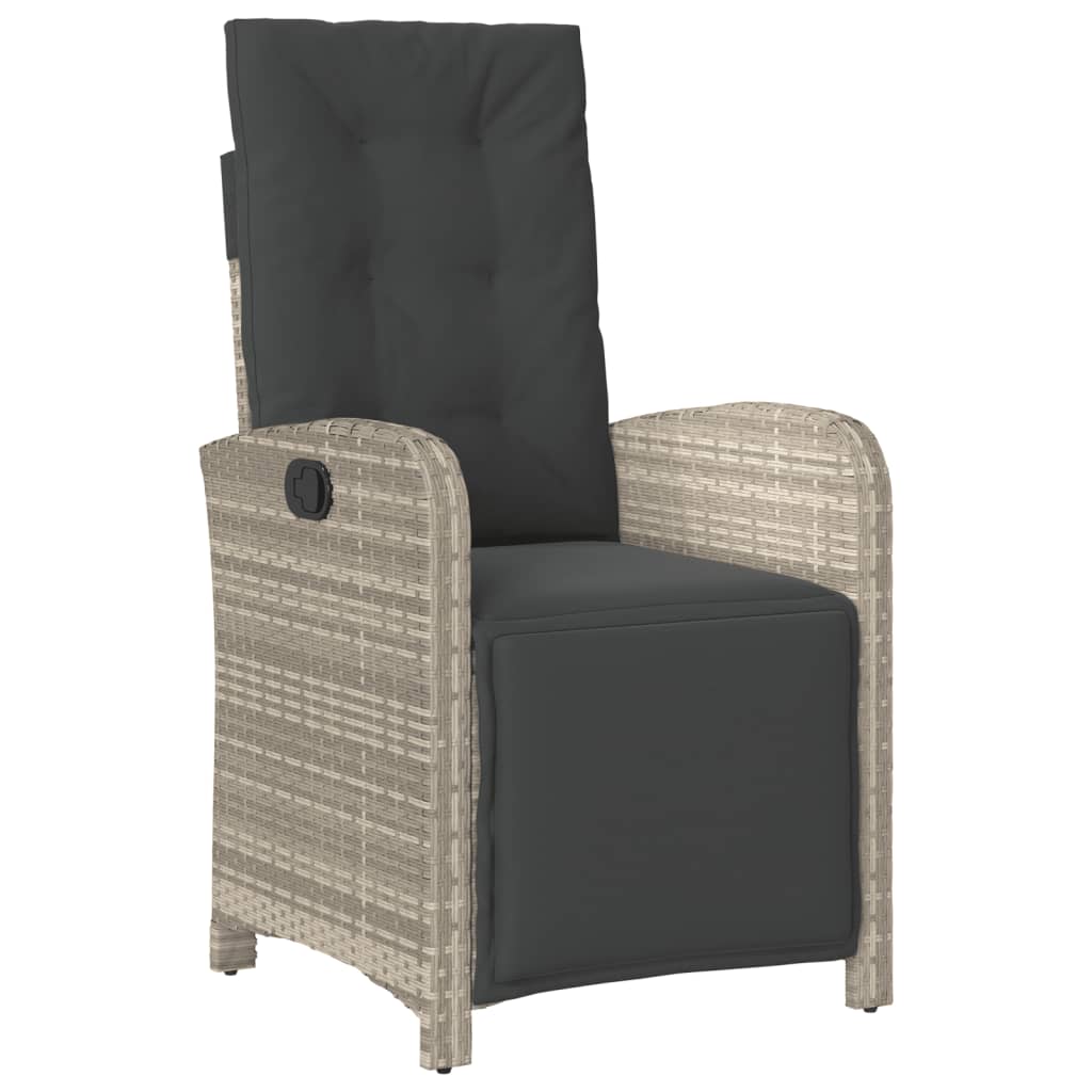 3-tlg. Bistro-Set mit Kissen Hellgrau Poly Rattan