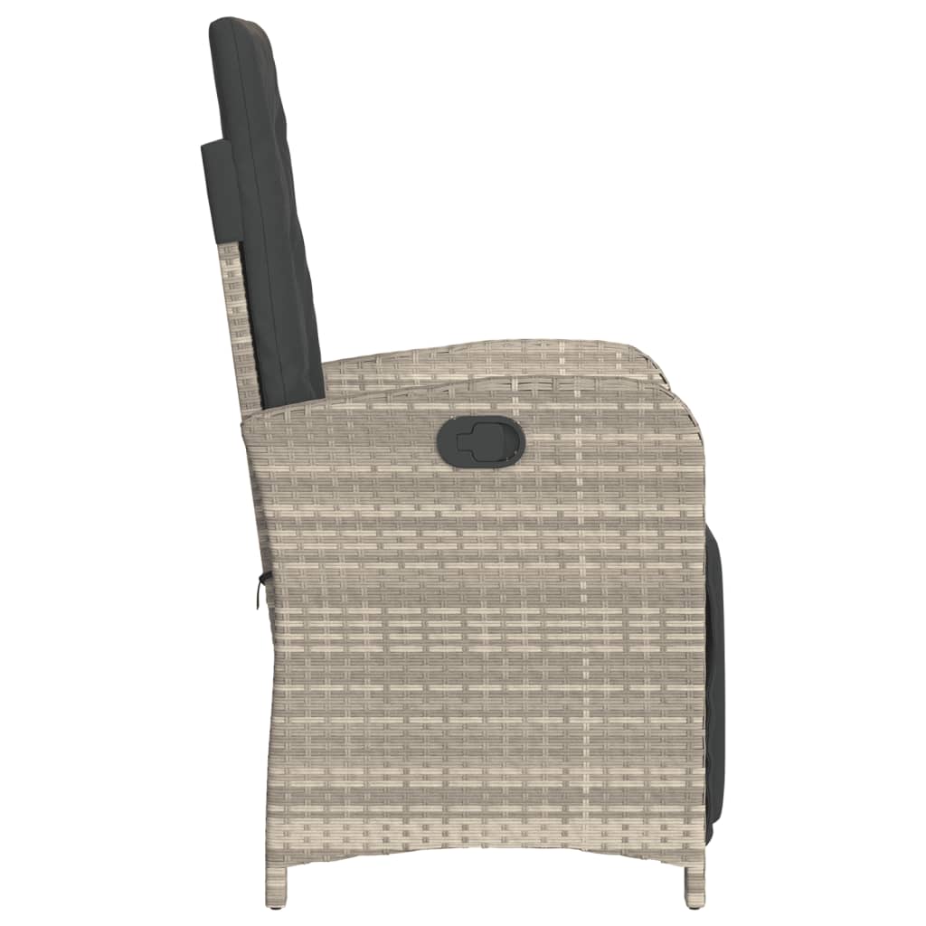 3-tlg. Bistro-Set mit Kissen Hellgrau Poly Rattan
