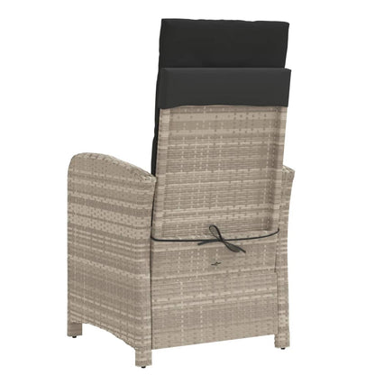 3-tlg. Bistro-Set mit Kissen Hellgrau Poly Rattan