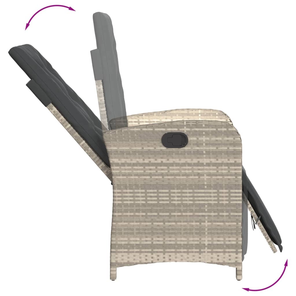 3-tlg. Bistro-Set mit Kissen Hellgrau Poly Rattan