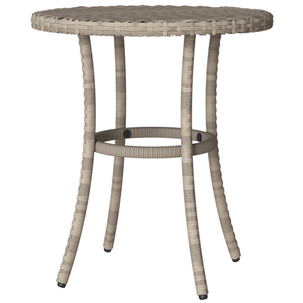 3-tlg. Bistro-Set mit Kissen Hellgrau Poly Rattan