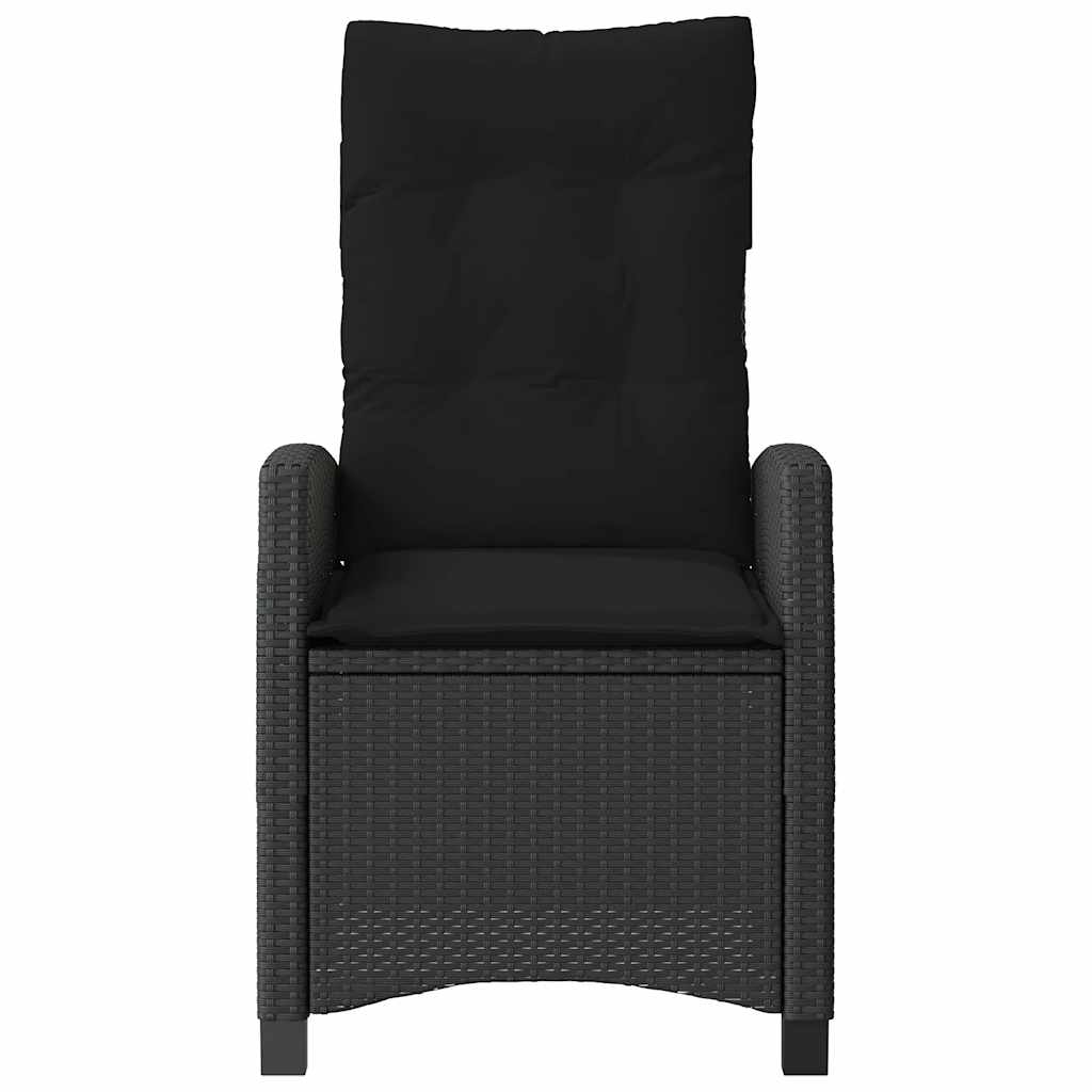 Gartensessel mit Kissen 2 Stk. Verstellbar Schwarz Poly Rattan
