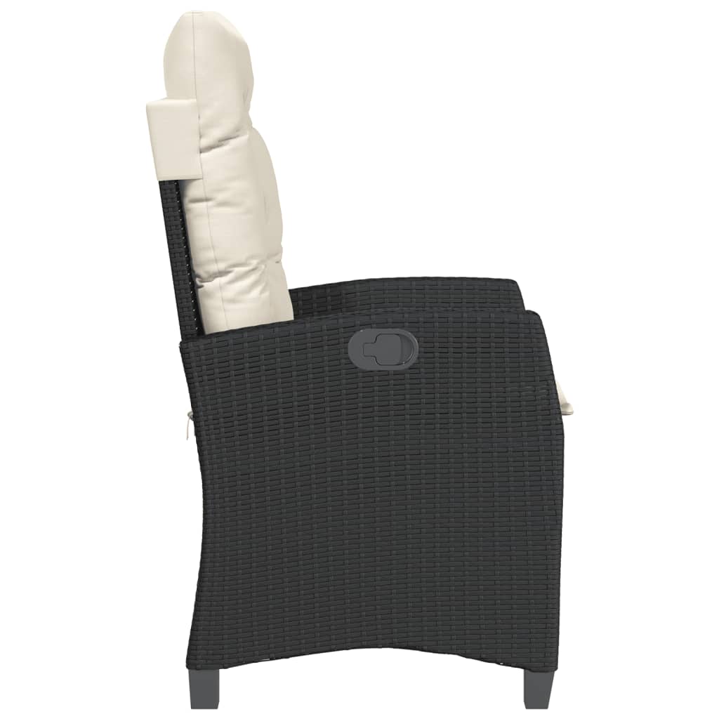 3-tlg. Bistro-Set mit Kissen Schwarz Poly Rattan