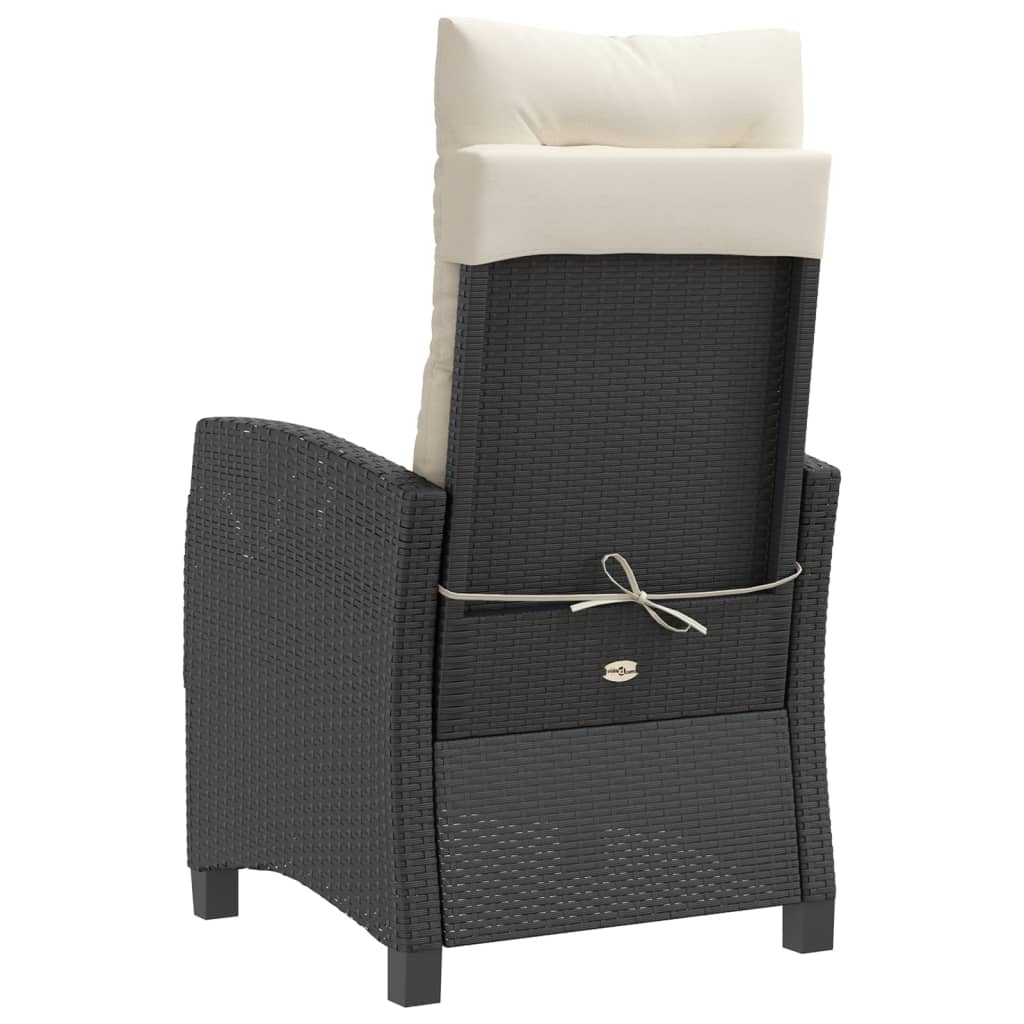 3-tlg. Bistro-Set mit Kissen Schwarz Poly Rattan
