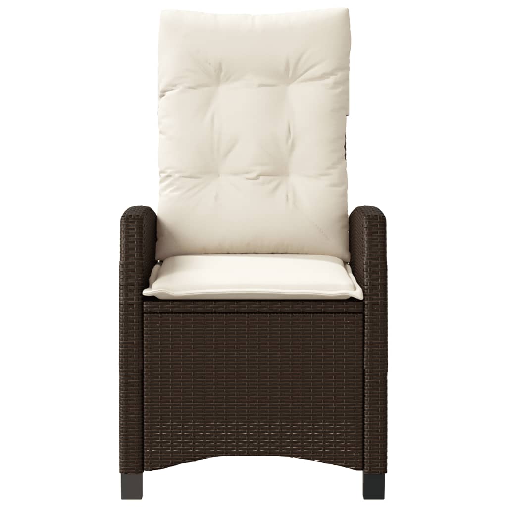 3-tlg. Bistro-Set mit Kissen Braun Poly Rattan