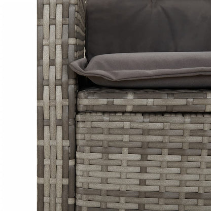 3-tlg. Bistro-Set mit Kissen Grau Poly Rattan