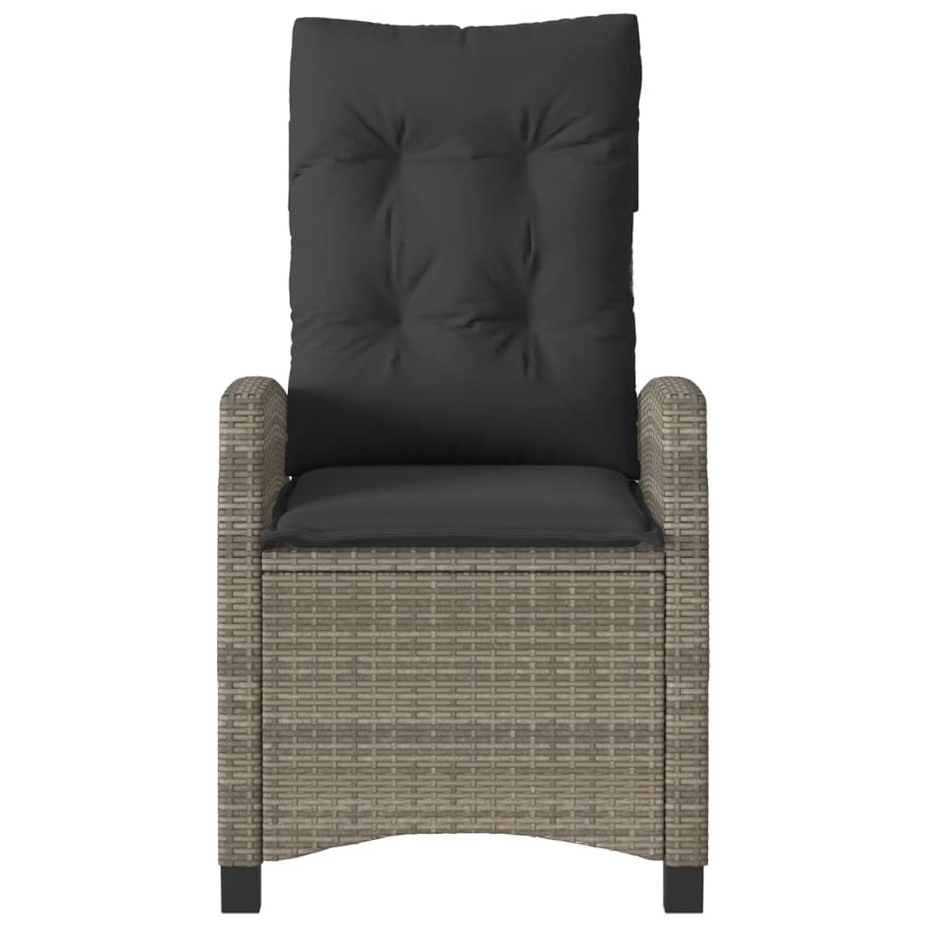 3-tlg. Bistro-Set mit Kissen Grau Poly Rattan