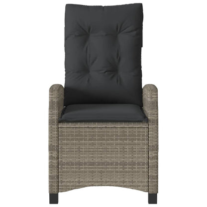 3-tlg. Bistro-Set mit Kissen Grau Poly Rattan