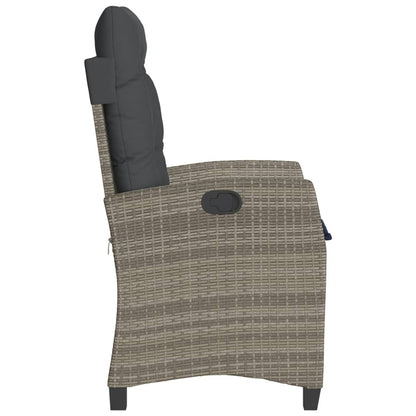 3-tlg. Bistro-Set mit Kissen Grau Poly Rattan