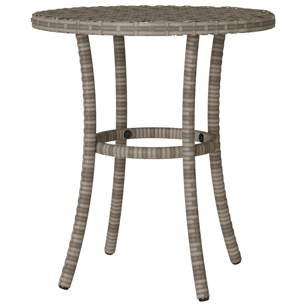 3-tlg. Bistro-Set mit Kissen Grau Poly Rattan