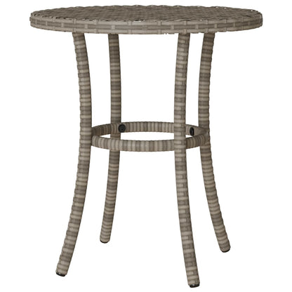 3-tlg. Bistro-Set mit Kissen Grau Poly Rattan