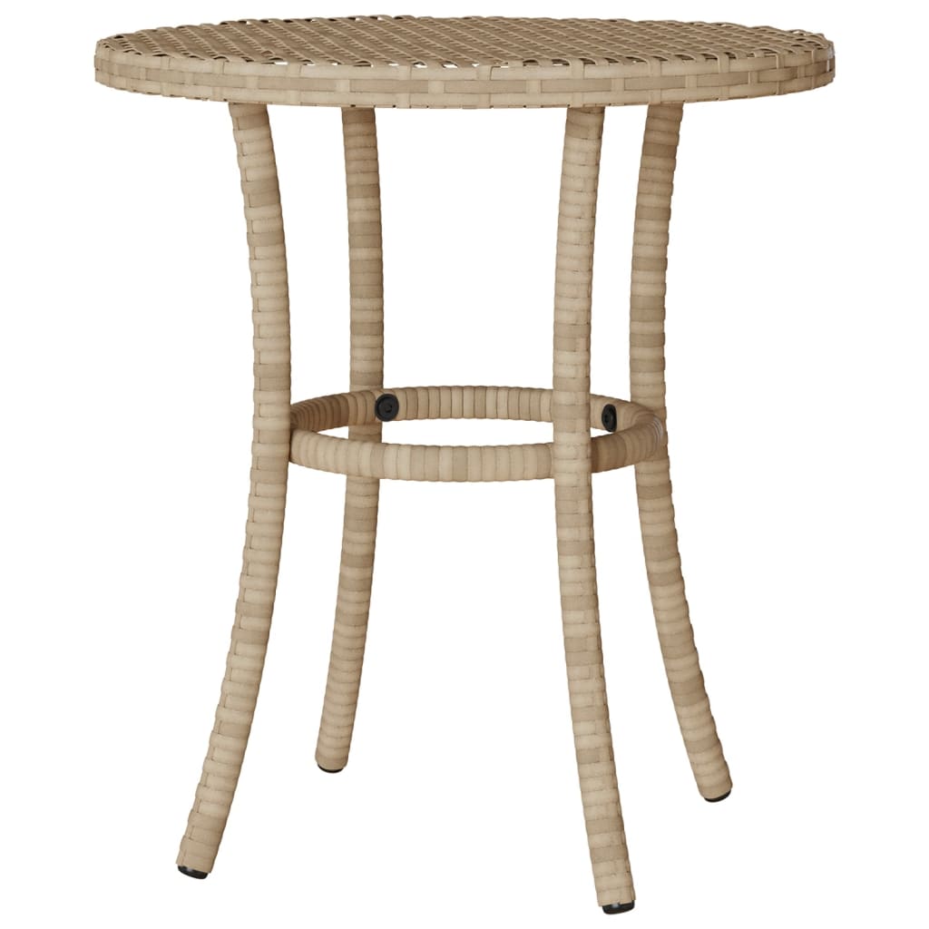 3-tlg. Bistro-Set mit Kissen Beige Poly Rattan