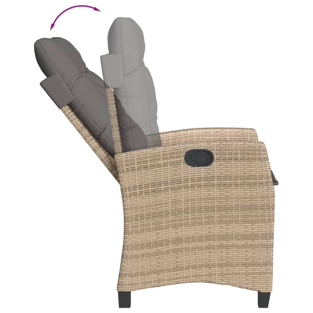 3-tlg. Bistro-Set mit Kissen Beigemischung Poly Rattan