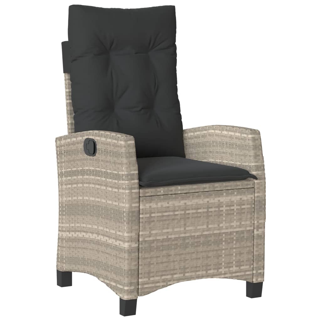 3-tlg. Bistro-Set mit Kissen Hellgrau Poly Rattan