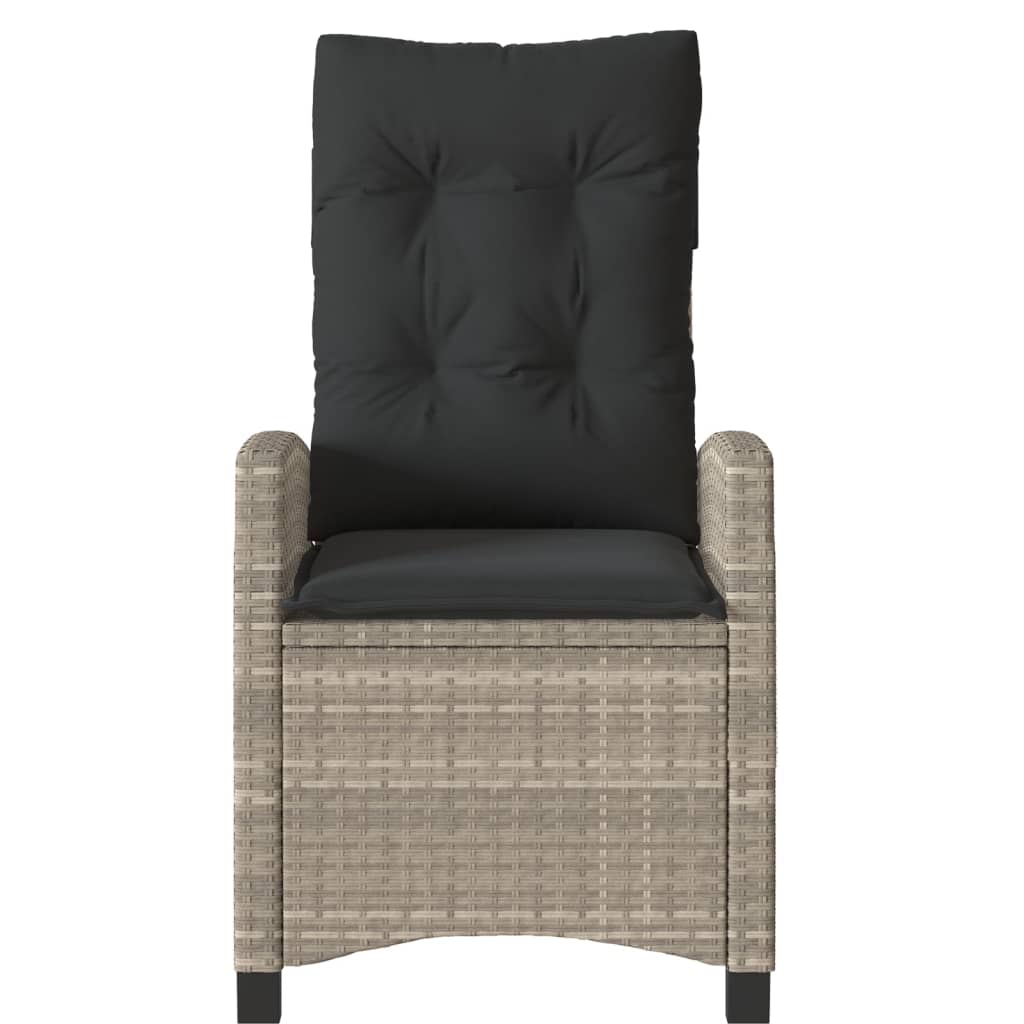 3-tlg. Bistro-Set mit Kissen Hellgrau Poly Rattan