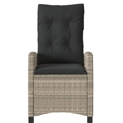 3-tlg. Bistro-Set mit Kissen Hellgrau Poly Rattan