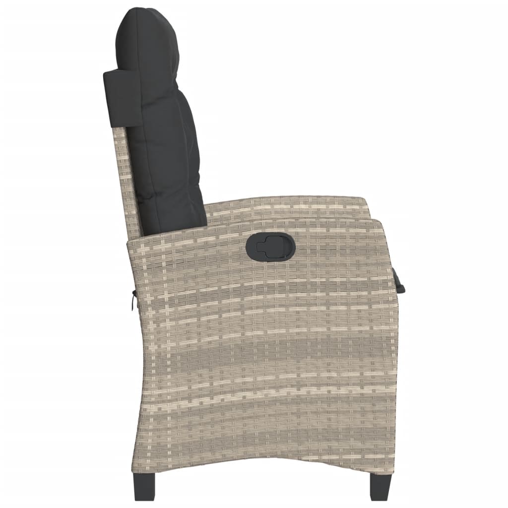 3-tlg. Bistro-Set mit Kissen Hellgrau Poly Rattan