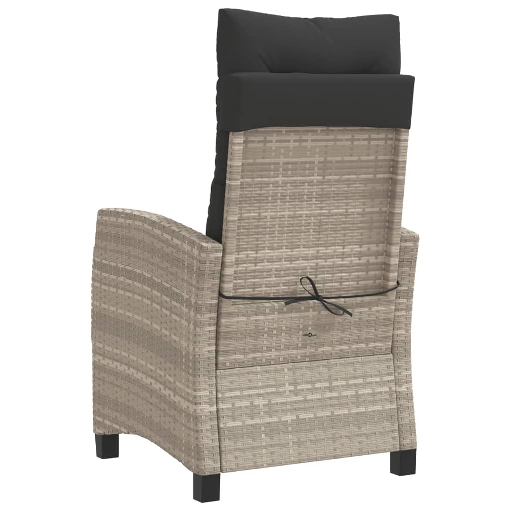 3-tlg. Bistro-Set mit Kissen Hellgrau Poly Rattan