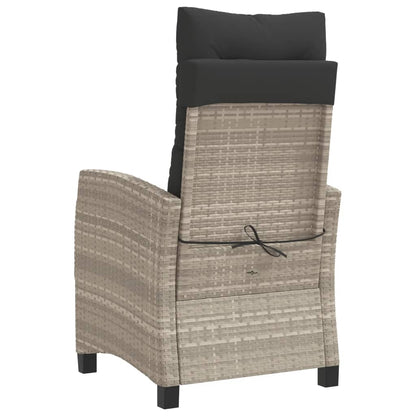 3-tlg. Bistro-Set mit Kissen Hellgrau Poly Rattan