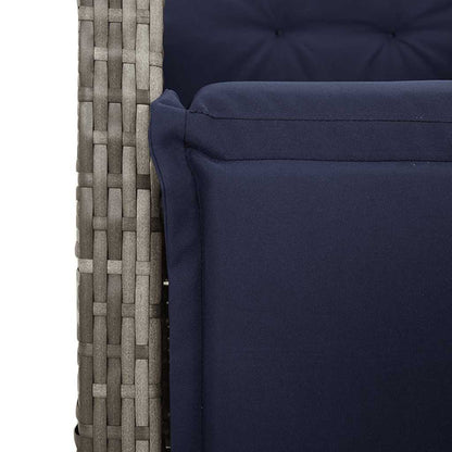 Gartensessel mit Fußteil Verstellbar Grau Poly Rattan